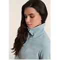 felpa zip con collo alto e logo con borchie azzurro donna medium