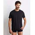 t-shirt girocollo uomo tinta unita superior cotton / nero / l nero