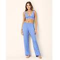 pantalone lungo in raso primula color / indaco / xl indaco