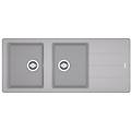 lavello integrato 2 vasche con gocciolatoio laterale destro o sinistro boston l 116 x l 50 cm