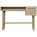 scrivania in legno chiaro con scomparto e cassetti in paglia di vienna rattan l120 cm galina