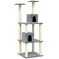 - albero per gatti con tiragraffi in sisal grigio chiaro 141 cm