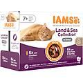 36 + 12 gratis! 48 x 85 g umido per gatto senior land & sea collection in salsa