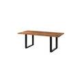 tavolo da pranzo in legno di acacia e resina epossidica nera 160x90x76 laccato natur / gambe a u