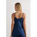 top in raso di seta con scollo a v donna blu taglia m