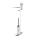 square piantana con spandisapone porta salviette porta rotolo destra e porta scopino cromata codice