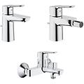 bauedge set miscelatori monocomando cromo in metallo per lavabo bidet e vasca