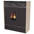 stufa a pellet idro slim aki hydromatic 24 m1 maestro 24 kw con fianchi in ceramica colore sabbia