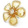 anello cocktail idyllia fiore giallo placcato color oro 60