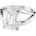 anello cocktail stilla taglio ottagonale bianco placcato rodio 55