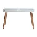scrivania design scandinava bianca e legno l115 cm totem