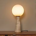 lampada da tavolo evin color crema altezza 46 cm pietra/vetro