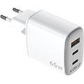 caricabatterie muro 65w con 2 usb-c e 1 usb-a bianco