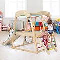 parco giochi 6-in-1 per bambini 1+ anni con barre di scimmia scivolo corda e scale in legno palestra