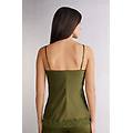 canotta in seta e pizzo donna verde taglia xl
