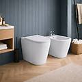 coppia sanitari wc da terra e bidet collezione build ceramica bianca con sedile incluso