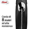 Flexi Guinzaglio Avvolgibile A Corda New Classic S 8 M Nero