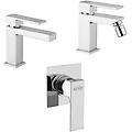 set miscelatori rubinetteria lavabo bidet e doccia incasso serie twinkle