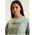 felpa cropped girocollo con logo borchie hello kitty iceberg green donna small