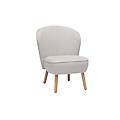 poltrona scandinava in tessuto effetto velluto beige e legno chiaro amanita