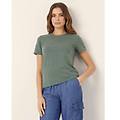 maglia maniche corte giricollo modal cotone e lino basic / verde militare / s verde militare