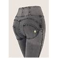 jeggings push up wr. up 7/8 superskinny vita alta con zip light grey-seams black donna large