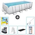 - piscina fuori terra rettangolo 549x274x122 cm grigio include accessori coordinati cb36