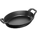 rostiera ovale in ghisa per induzione colore nero con maniglie di diam. 24cm