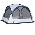 tenda da campeggio 6-8 persone. 4 porte a cerniera. bianca e blu
