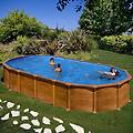 gre. piscina ovale in acciaio effetto legno amazonia 610 x 375 x 132 cm piscine ritiro gratis