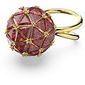 anello cocktail curiosa taglio triangolare forma rotonda rosso placcato color oro 55