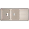 lavello integrato 2 vasche con gocciolatoio laterale destro o sinistro boston l 116 x l 50 cm beige