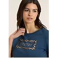 t-shirt manica corta con grafica animalier e logo dark denim donna large