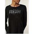 t-shirt donna manica lunga con logo e borchie nero donna extra small
