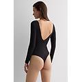 body manica lunga in fresh bamboo con profondo scollo a v donna nero taglia l