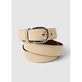- cintura in vera pelle beige con fibbia metallica donna beige melange taglia s