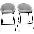 set di 2 sgabelli da bar design tessuto grigio chiaro 65 cm sheru