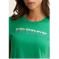 t-shirt comfort fit in jersey con dettagli preziosi bright green donna medium