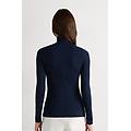 maglia collo alto in modal light con cashmere lam&egrave; donna blu taglia s