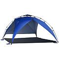 tenda da spiaggia pop up con corde e paletti in poliestere blu
