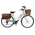bicicletta donna passeggio bianca 28 bici città con cambio. borse. cestino vimin