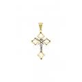 ciondolo croce oro giallo bianco gl101574