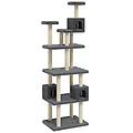 - albero per gatti con tiragraffi in sisal grigio scuro 188 cm