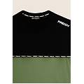 t-shirt colour block con inserto logato hedge green-black uomo large