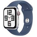 watch se gps + cellular 44mm cassa in alluminio color argento con denim sport band s/m (mxgp3ql/a)