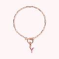 bracciale catena forzatina con pendente lettera pav&eacute; in cubic zirconia