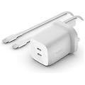 caricabatterie 65w pps dual usb-c gan e cavo 2mt c-c 100w bianco
