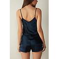 top in raso di seta con scollo a v donna blu taglia s