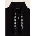 felpa in tessuto fiammato collo alto con zip e coulisse nero donna small