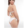 slip bikini decorato da strass con chiusura a fiocchi bianco donna small